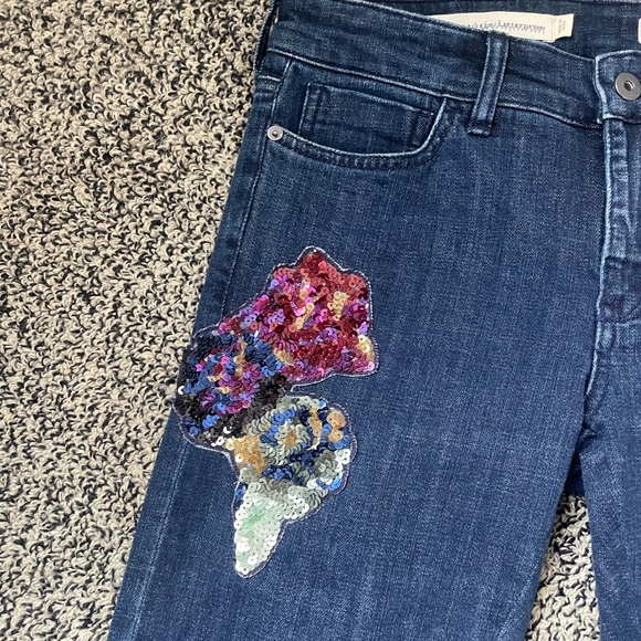 Anthropologie PILCRO Sequin Floral Slim Boyfriend Jean Size 25 - Picture 4 of 5